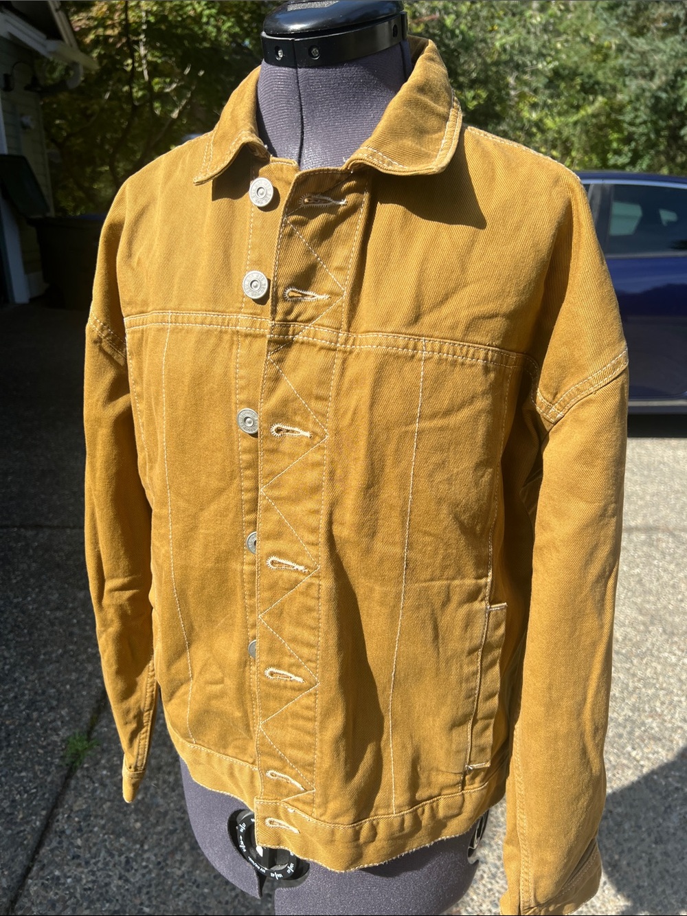 BDG Urban Outfitters Mustard Yellow Contrast Stitch Denim Jacket M